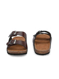 Mens Arizona Brown Leather Slippers